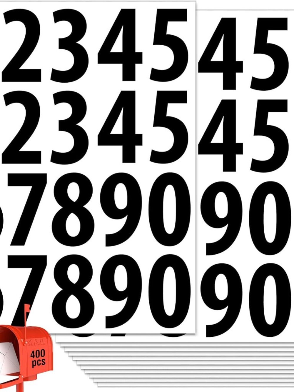 400 PCS Number Stickers, 2" Waterproof Mailbox Number Label, Consecutive Numbers